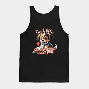 Cute Dog Reading Books Book Lover a Pet Owner Reading Puns Tank Top